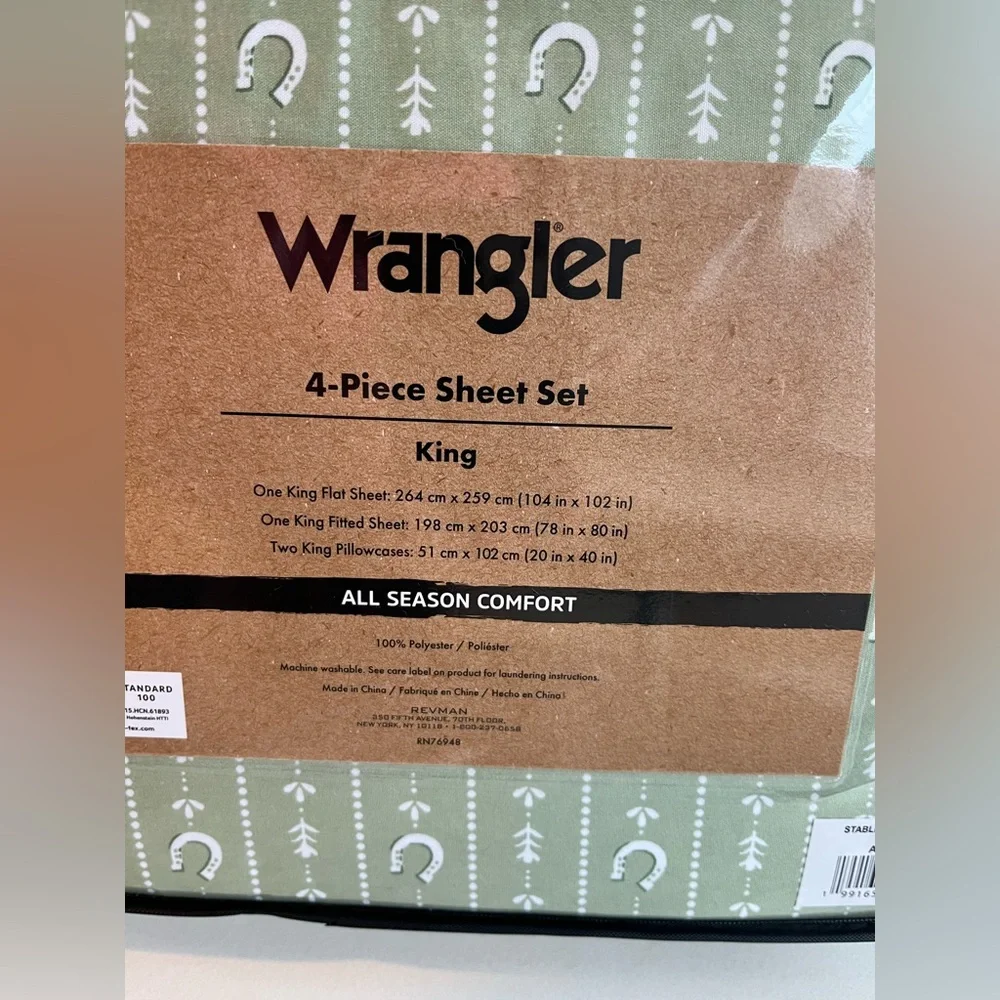 Wrangler Sage Green 4 Piece King Sheet Set Horseshoes